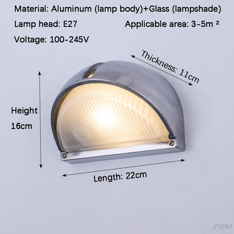 lampe murale moderne rétro argentée dorée rayures horizontales ip65 étanche led 220v 110v