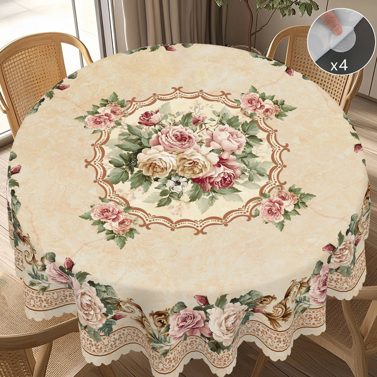 nappe table imperméable fleur rose feuilles classique beige marron dentelle adhésive mariageextérieur
