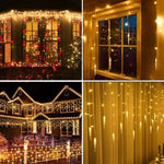 guirlande led gouttelettes translucides blanc chaud multicolore extérieur panneau solaire noel festive 162led 9m