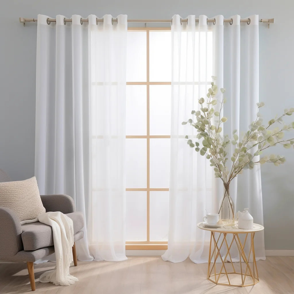 rideau moderne blanc transparent polyester 100% salon chambre