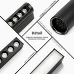 projecteurs led aimants rail noir moderne grille lumineuse réglable certifiés ul rohs