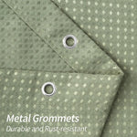 rideau douche moderne vert olive texture points ourlet lesté métalliques durables crochets polyester gaufre