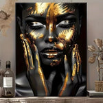 toile peinture abstraite noir doré portrait cerf paysage réaliste moderne naturel