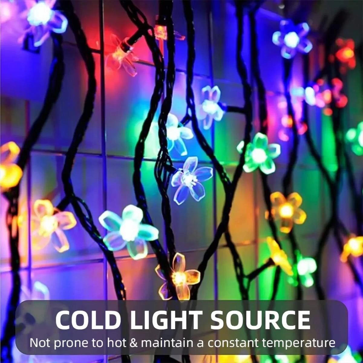 guirlande lumineuse solaire fleurs multicolore moderne extérieur 5m 20leds piquet base solaire led ip65