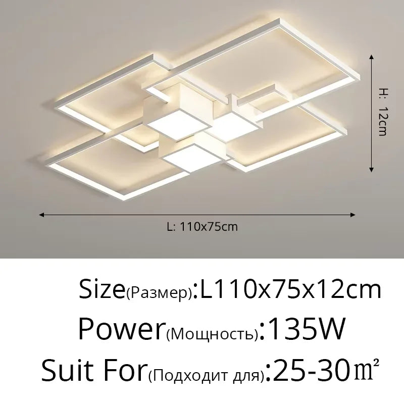 plafonnier led carré moderne minimaliste noir blanc géométrique chambre décoration maison