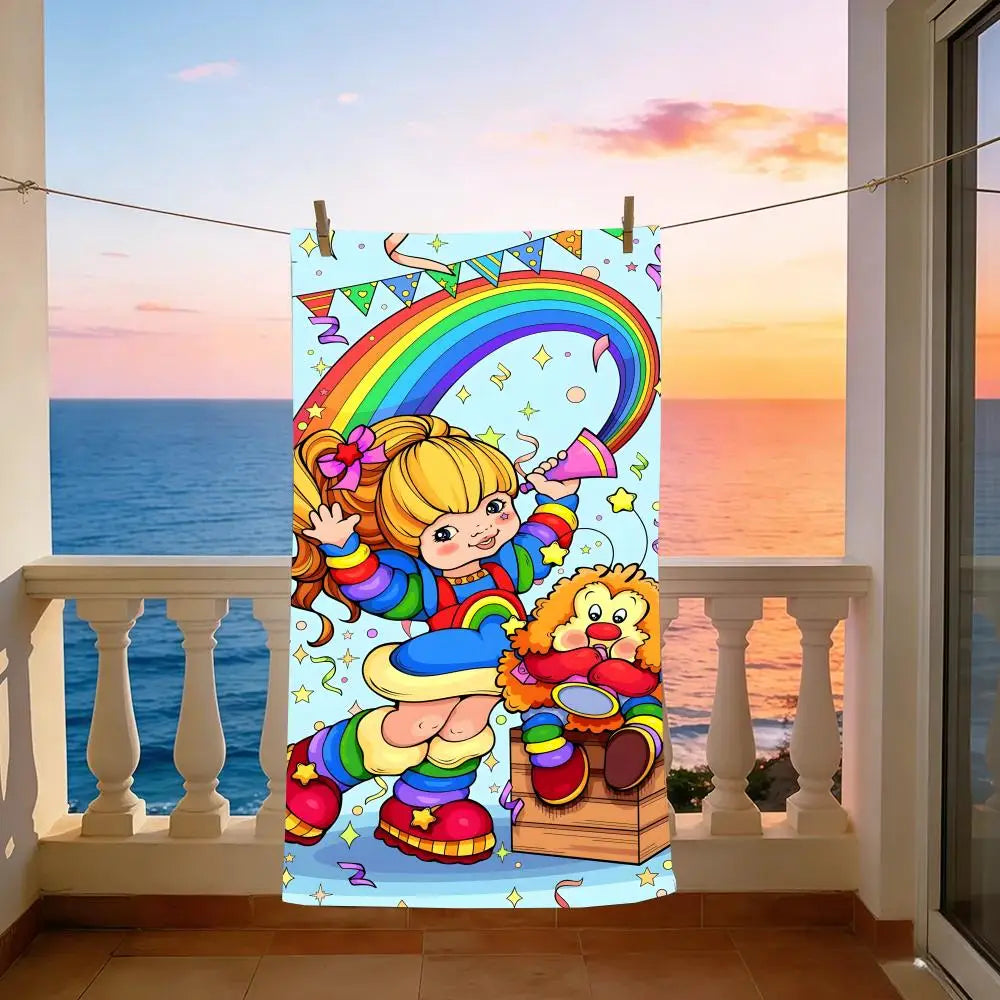 grande serviette plage microfibre licorne arc ciel motif vintage homme femme