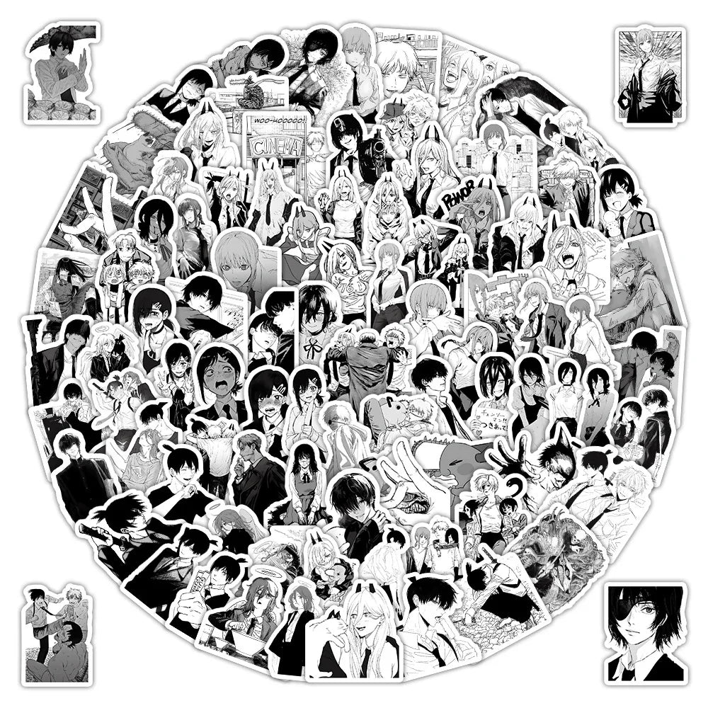 sticker kawaii noir blanc animaux personnages adhésif waterproof détachable journal scrapbookDecoration DIY craftCartoon