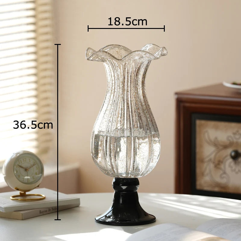 vase verre rose vert violet transparent gravé strié classique élégant décoration table floral