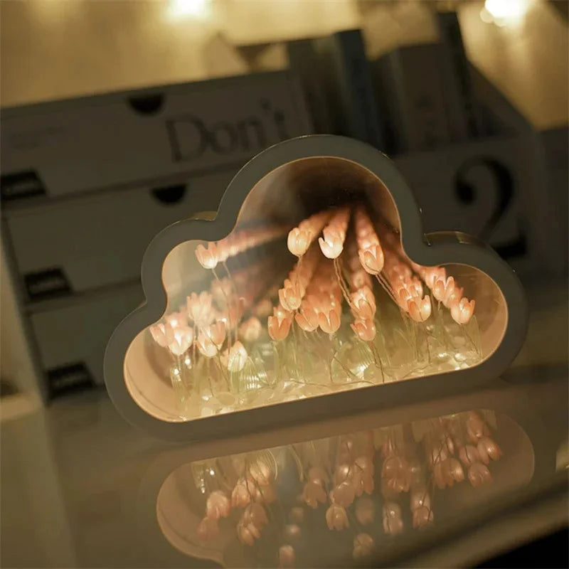 lampe nuit tulipes blanc rose violet moderne décorative adhésif fleurs artificielles feuilles tulipe petits