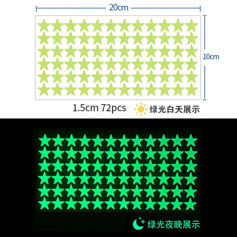 sticker lumineux étoiles vert fluo moderne adhésif chambre enfant décoration mur pièce