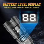 torche led rechargeable super lumineuse 10000lm noir texturée affichage batterie étanche camping