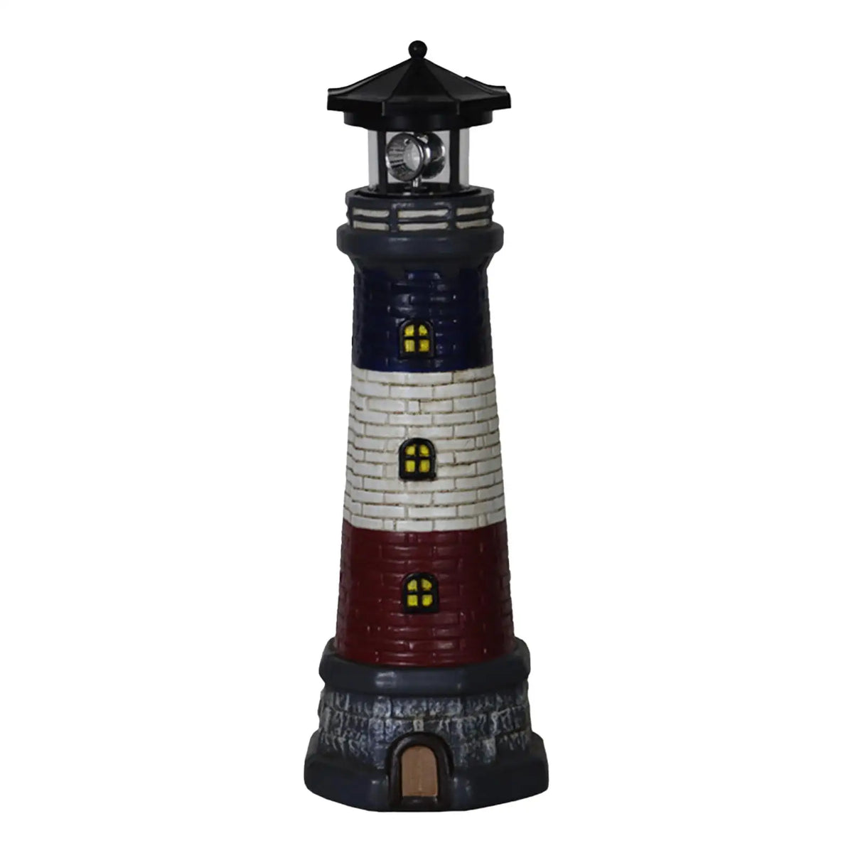 statue phare jardin énergie solaire bleu blanc rouge classique décoration balcon cour avant