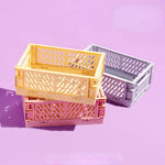 caisse pliable rangement jaune gris rose grille ventilation moderne respectueux environnement