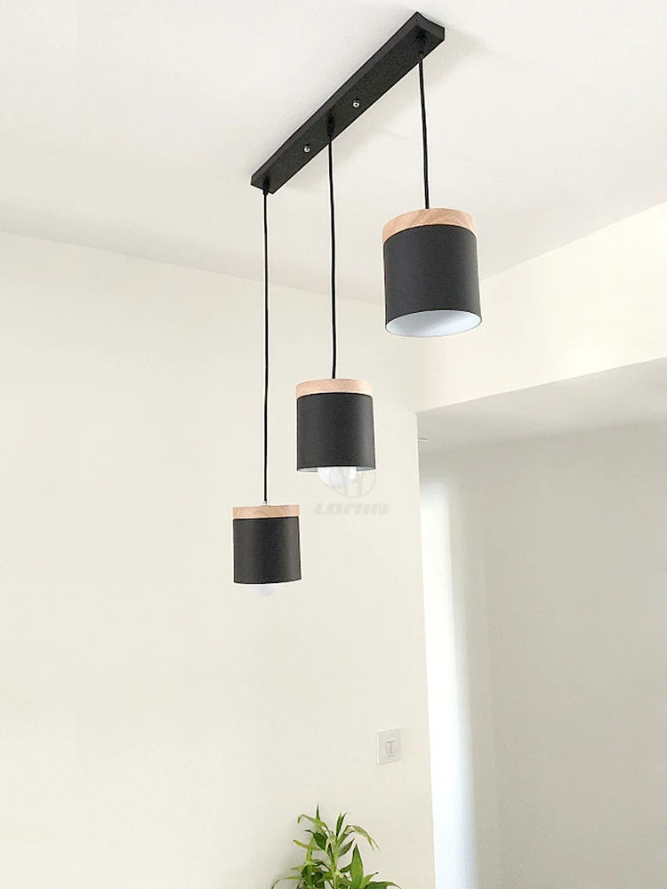 suspension lumineuse moderne minimaliste noir gris blanc matériaux aluminium éclairage led pendentif restaurant cuisine