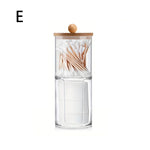pot coton tige transparent moderne boite rangement couvercle bois respectueux environnement minimaliste organiser