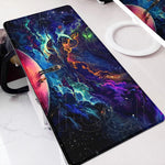 tapis souris gaming large taille bleu violet nuages étoiles antiderapant moderne
