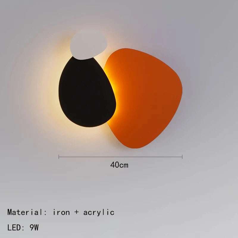 lampe murale moderne abstraite orange bleu blanc éclairage quotidien artistique LED ambiance chambre salon