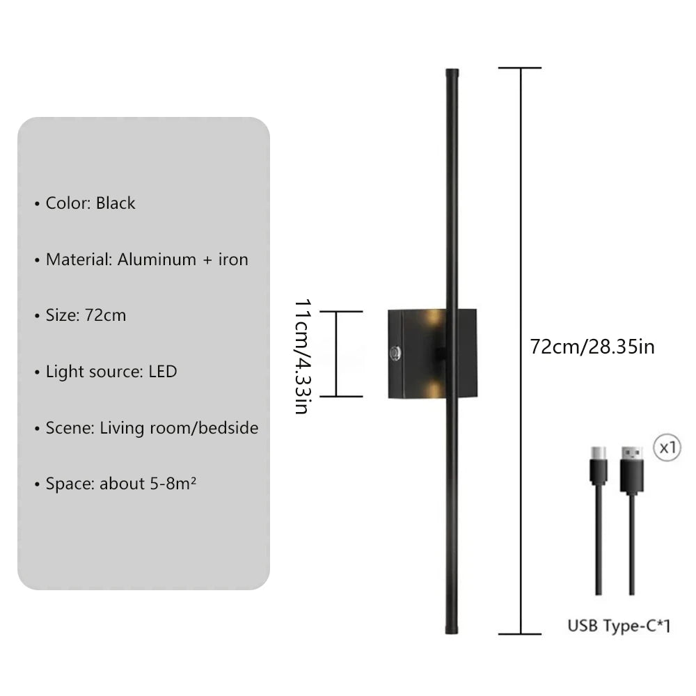 lampe murale rechargeable moderne or noir brillants télécommande 5000mAh