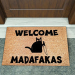 tapis d'entrée texturé imprimé marron clair imperméable résistant décoloration adhésif moderne humoristique