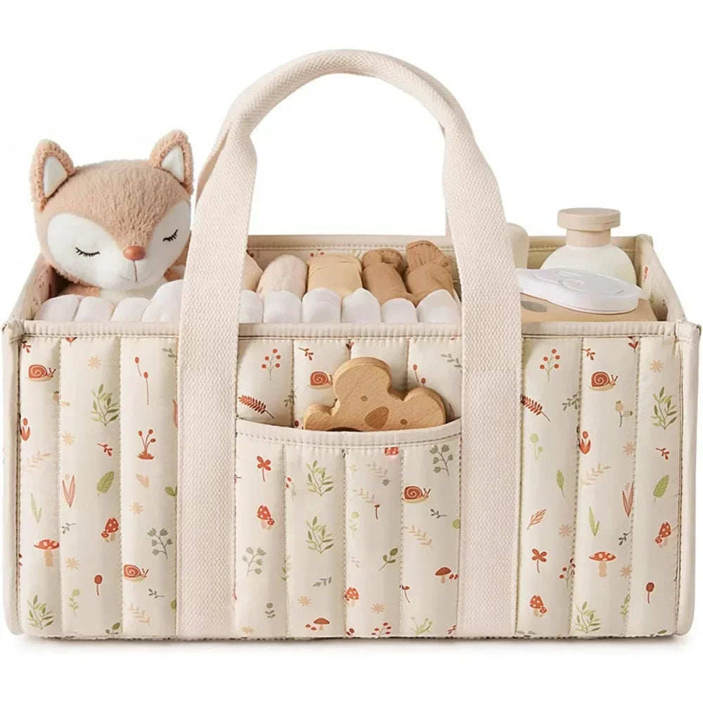 sac rangement fleuri moderne multi usages polyestère réutilisable poches beige vert clair