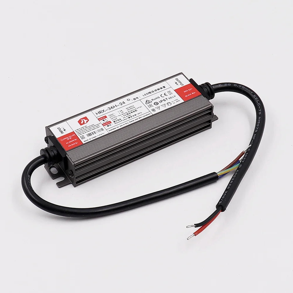 transformateur électrique led 12v 24v ip67 gris rayures clips câbles