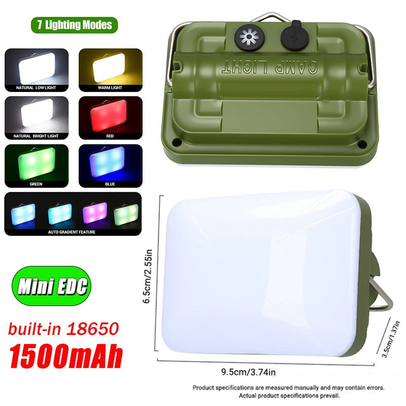 lampe camping led rechargeable 4500mAh aimant projecteur cob bleu foncé orangeécran digital