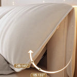 lit moderne minimaliste blanc bois naturel tissu doux 150cm 180cm 200cm