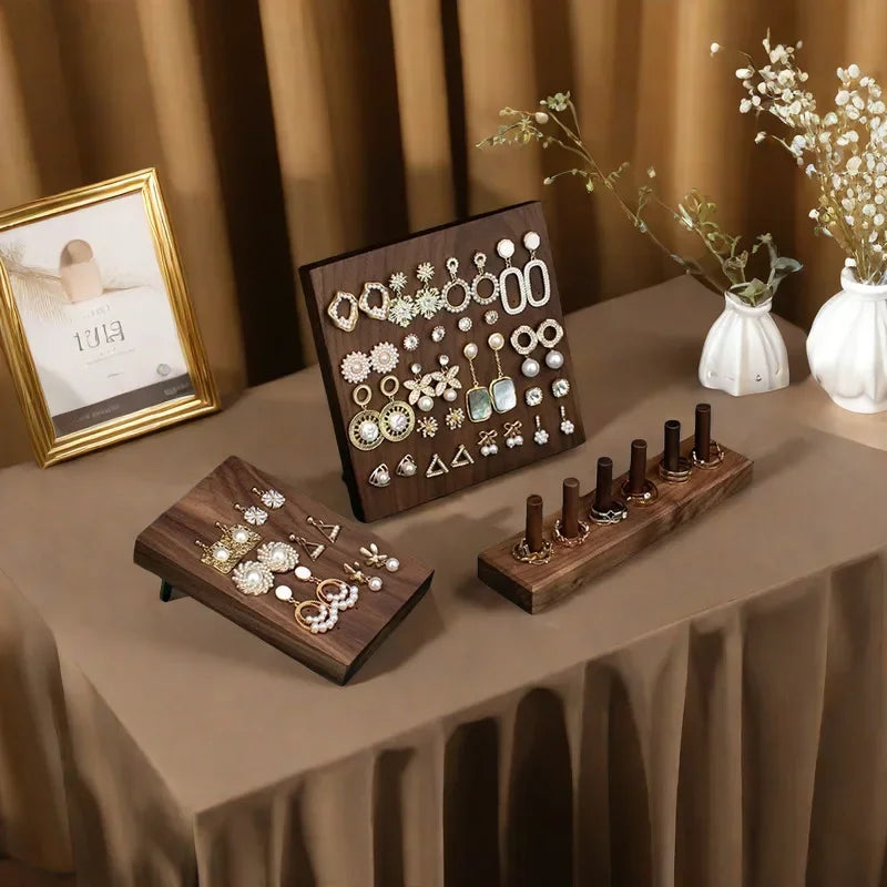 présentoir bijoux bois or blanc doré motifs géométriques clips moderne élégant vintage rangement decoration