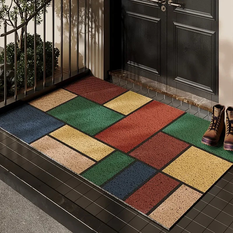 tapis d'entrée gris moderne résistant salissures antidérapant 40x60cm 50x80cm