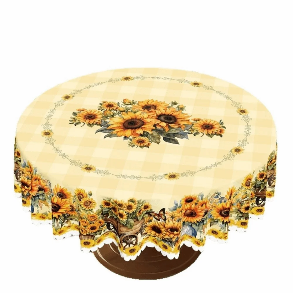 nappe table fleurs tournesols papillons motifs géométriques classique polyester festive