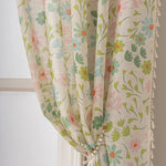 rideau fleuri transparent polyester moderne maison blanc vert bleu rose orange