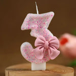 décoration anniversaire fille bougie chiffre rose pailletée brillante festive numérotée
