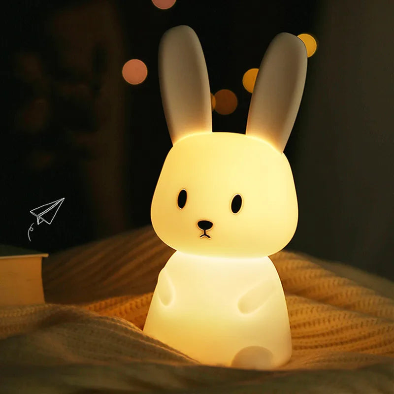 lampe table lapin blanc moderne veilleuse tactile sans fil certification rohs lumière douce chambre