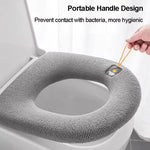 protège siege toilette gris texture duveteuse motif nuage cordon moderne salle bain douillet chaud