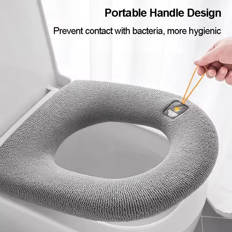 protège siege toilette gris texture duveteuse motif nuage cordon moderne salle bain douillet chaud