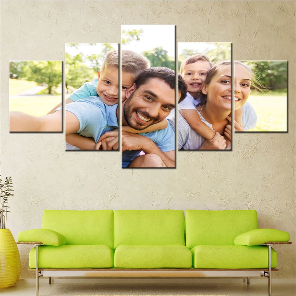 toile mur moderne impressions famille photos couleur variée cadre bois optionnel