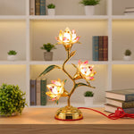 lampe poser dorée multicolore fleurs stylisées artisanal meditation maison vde 36cm