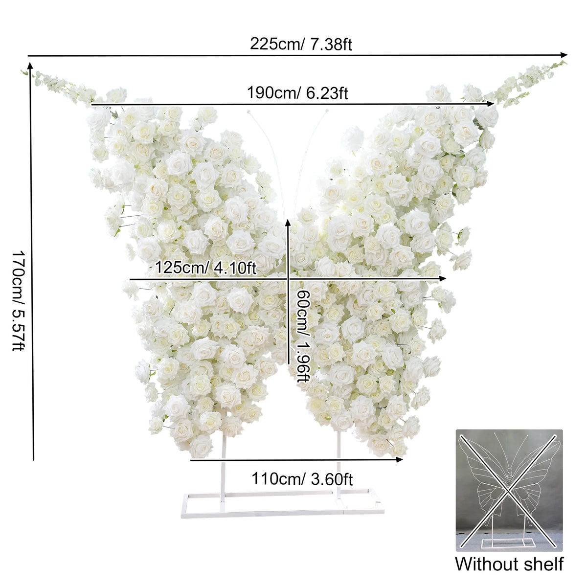 Décoration murale arche fleurs variées romantique violet rose blanc bleuclair vert extérieure