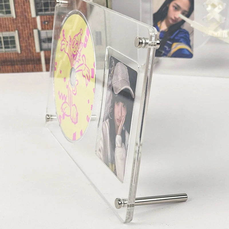 cadre photo transparent moderne clips ruban bleu protection carte postale photo cd porte carte