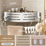 étagère salle bain aluminium double sans perçage moderne adhésif étagères crochets argenté