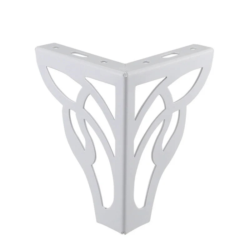 pieds meubles blanc or argent ornements floraux découpés classique fixations four pack