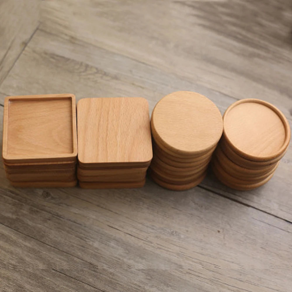 Set de table en bois rond pour théière, résistant à la chaleur, couleur naturelle