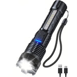 torches tactiques led rechargeables modes réglables cordon clip noir camping