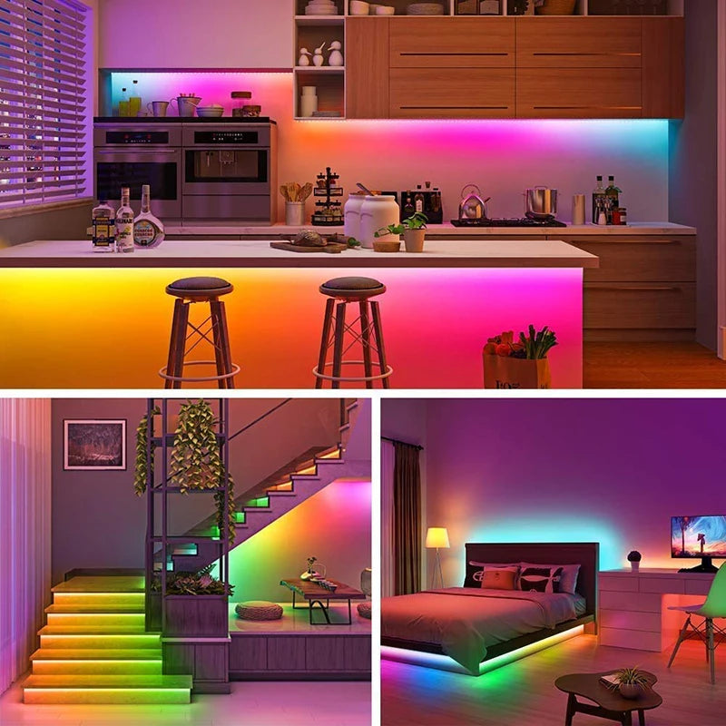 ruban led multicolore moderne adhésif télécommande bluetooth 5v led individuelles bleu vert rouge violet