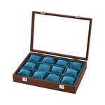 boîte montres boites 12 emplacements verre transparent moderne poignées métalliques coussinets doux rangement sécurité