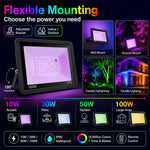 projecteur led rgb 100w ip66 waterproof modernes changement couleur modes dynamiques contrôle luminosité