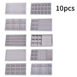 boîtes bijoux velours gris moderne storage ornement colliers boucles doreilles bagues bracelets