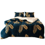 peluche douce couverture hiver verte fleur blanche confortable lit 150x200cm 180x220cm 200x230cm