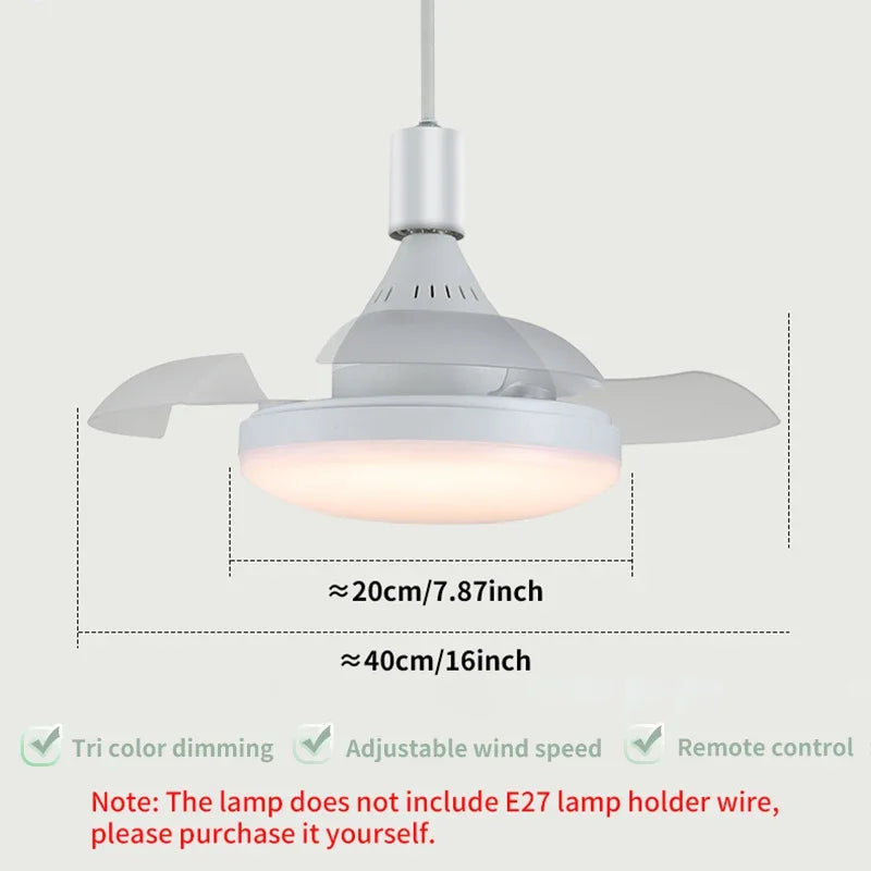 lampe ventilateur combinée moderne blanc éclairage quotidien télécommande surface cuisine chambre salle manger entrée