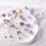 sticker decoratif fleur seche vintage romantique violet rose jaune beige vert adhesif individuel